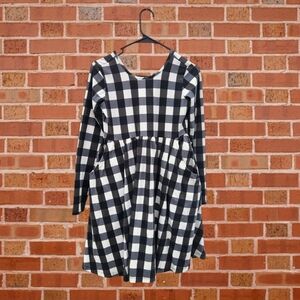 Hanna Andersson Black and White Buffalo Check pattern dress size 12